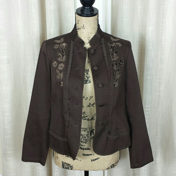 Talbots Petites Embroidered Ruffle Trimmed Blazer - Picture 5 of 7